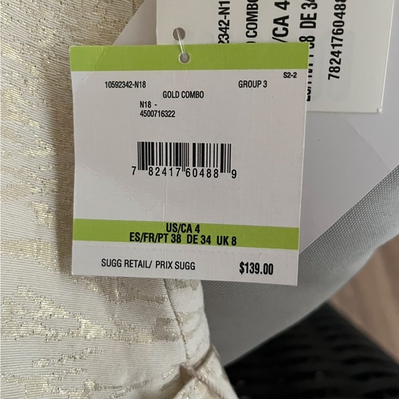 Anne Klein Cream & Gold Metallic Jacquard Dress (NWT) – Size 4 - Picture 5 of 7